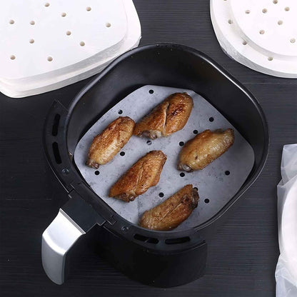 Air Fryer Parchment Paper Liners 8.5 inch, 200Pcs Perforated Air Fryer Liners Non Stick Square Air Fryer Paper for Cake Pan Basket Baking Ovening Steaming