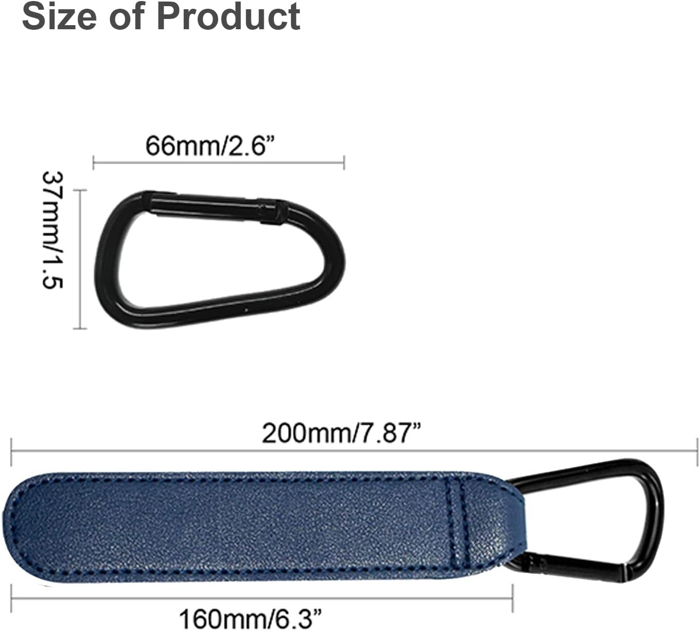 Baby Stroller Hooks, 2 PCS Leather Heavy Duty Mommy Hook with Adjustable Strap for Hanging Diaper Bag, Stroller Organizer, Groceries on Buggy Pushchair (Black)