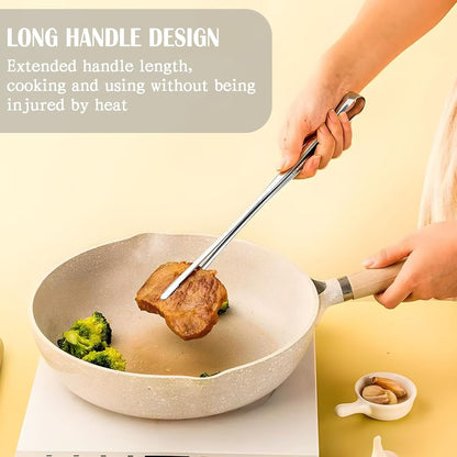 2 Pcs BBQ Kitchen Tongs, Stainless Steel Heat Resistant Tweezer Tongs Utensils for Kitchen Cooking, Grilling