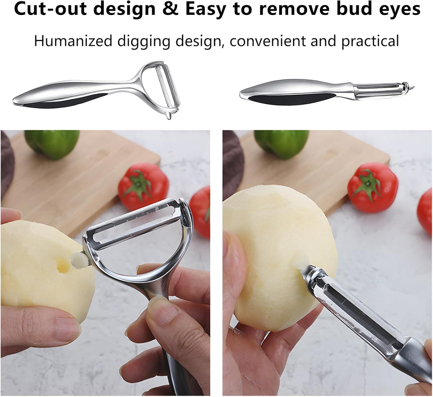 Vegetable Peeler Swivel Potato Peelers, Multifunction Peeler Set, Sharp Stainless Steel Blades and Ergonomic Handle