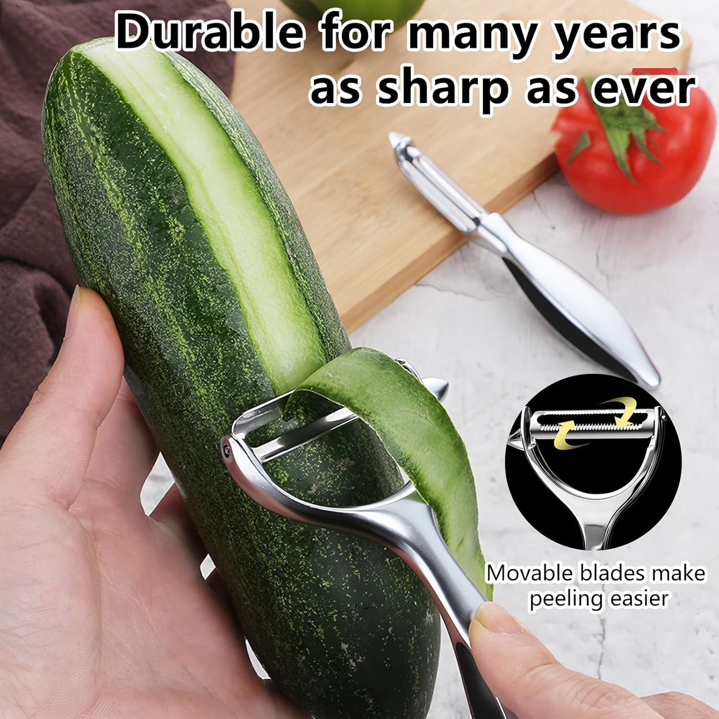 Vegetable Peeler Swivel Potato Peelers, Multifunction Peeler Set, Sharp Stainless Steel Blades and Ergonomic Handle