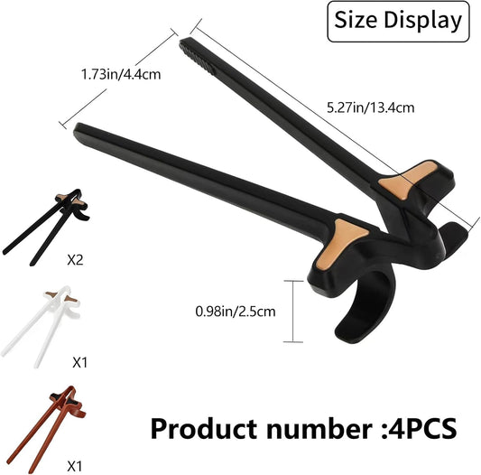 4Pcs Finger Chopsticks, Snack Chopsticks for Gamers Snack Clips Gamepad Accessories Mobile Game Accessories (Black, Brown, White)