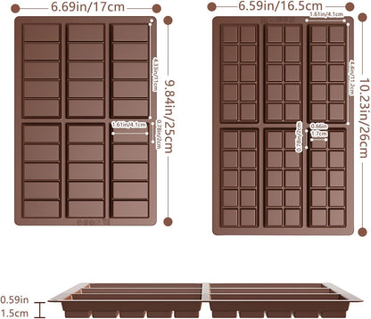2 Pcs Chocolate Bar Mold, Easy Release Silicone Chocolate Molds, Food Grade Non-Stick Dubai Chocolate Mold Kitchen Baking Mold for Candy, Chocolate