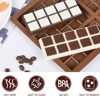 2 Pcs Chocolate Bar Mold, Easy Release Silicone Chocolate Molds, Food Grade Non-Stick Dubai Chocolate Mold Kitchen Baking Mold for Candy, Chocolate