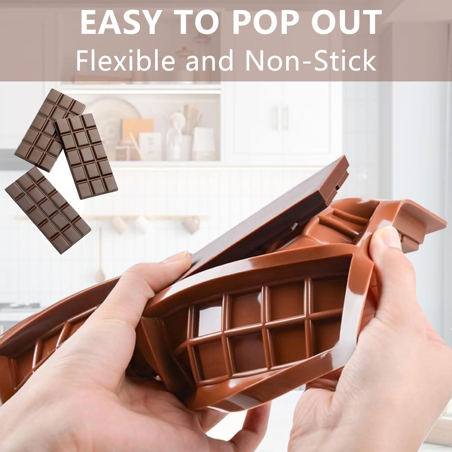 2 Pcs Chocolate Bar Mold, Easy Release Silicone Chocolate Molds, Food Grade Non-Stick Dubai Chocolate Mold Kitchen Baking Mold for Candy, Chocolate