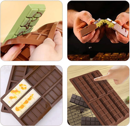2 Pcs Chocolate Bar Mold, Easy Release Silicone Chocolate Molds, Food Grade Non-Stick Dubai Chocolate Mold Kitchen Baking Mold for Candy, Chocolate