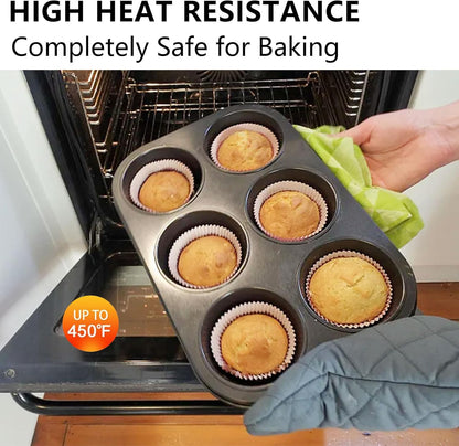 Foldable Silicone Muffin Pan, 6 Cups Non-Stick Cupcake Pans, BPA Free Silicone Baking Tray, Food Grade Egg Bites Mold for Making Egg Muffin, Cakes, Tart, Hamburger Bun, Bread (Black)