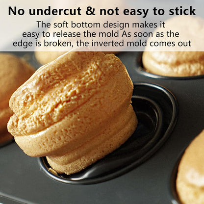 Foldable Silicone Muffin Pan, 6 Cups Non-Stick Cupcake Pans, BPA Free Silicone Baking Tray, Food Grade Egg Bites Mold for Making Egg Muffin, Cakes, Tart, Hamburger Bun, Bread (Black)