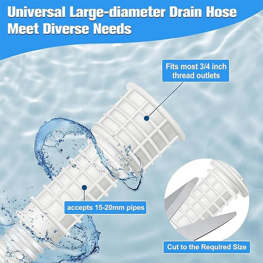 Dehumidifier Drain Hose,Patent Pending Dehumidifier Drain Hose,Flexible Universal Drain Hose with Cuttable Rubber Adapter and Connect Clamp,Fit for Air Conditioners,Dehumidifiers(White,6.5 Feet)