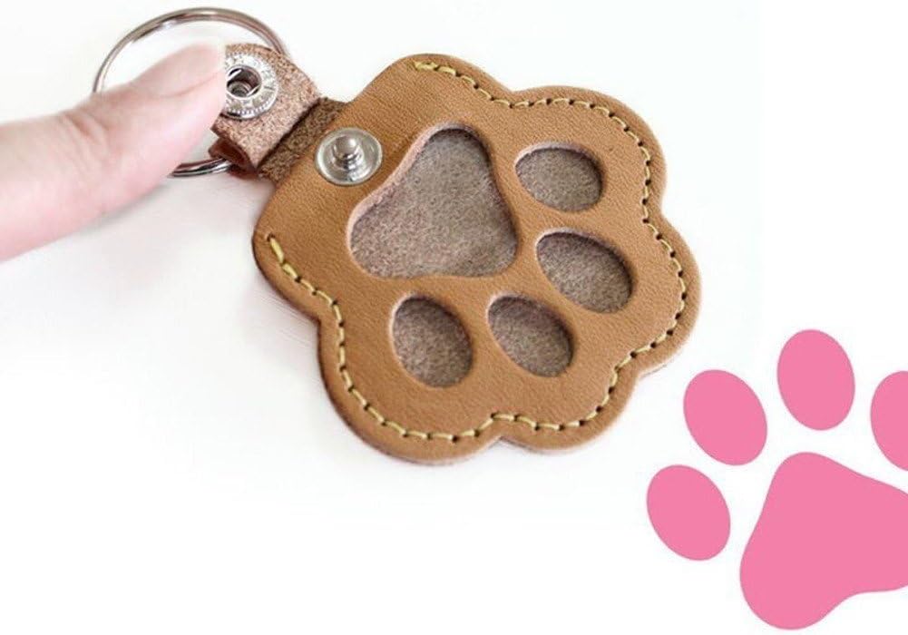 Pet Hair Storage Bag 3pcs Leather Cat Paw Keychain Portable Pet Hair Memorial Keepsake Keyring for Pet Commemorative