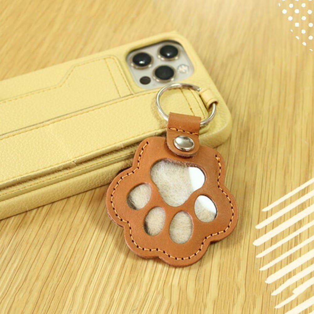 Pet Hair Storage Bag 3pcs Leather Cat Paw Keychain Portable Pet Hair Memorial Keepsake Keyring for Pet Commemorative