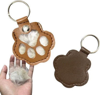 Pet Hair Storage Bag 3pcs Leather Cat Paw Keychain Portable Pet Hair Memorial Keepsake Keyring for Pet Commemorative