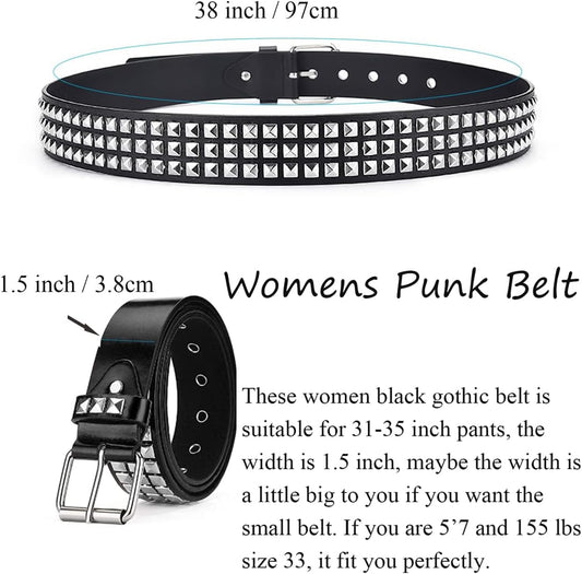 Studded Belts Women Y2K Stud Punk Rock Woman Girls Black Waist Belt for Cosplay Halloween