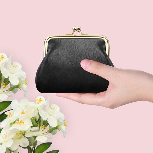 Coin Purse, Small PU Leather Change Purse, Coin Wallet with Clasp, Car Change Holder Pouch for Woman Men Kids Girls, Black