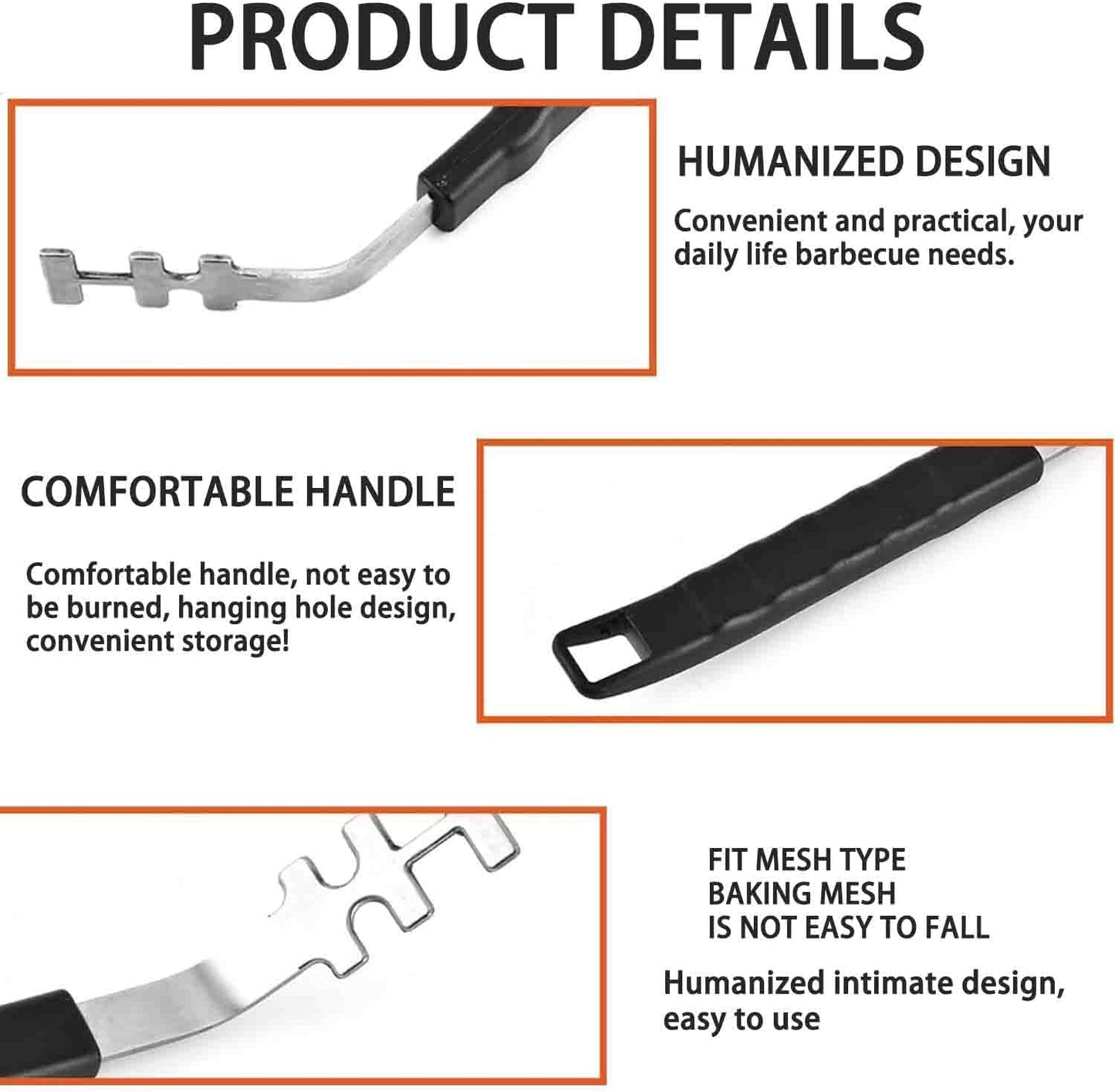Stainless Steel Grill Grate Lifter Tool,Anti-Scald Grill Grate Tool for Charbroil Grill and More BBQ Supplies,27.4 cm, 2-Pack, Black Handle