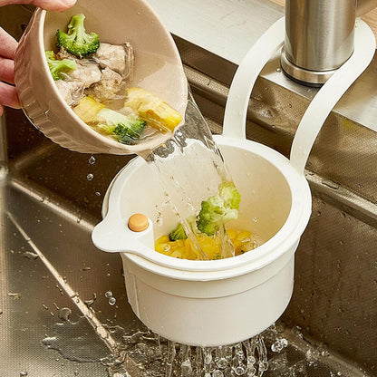 Kitchen Sink Strainer Basket, Self Cleaning Sink Food Waste Catcher, Faucet Hanging, Press Automatic Dumping Kitchen Draining Basket, Waste Rack Trash Catcher for Leftovers (Green+White+Yellow)