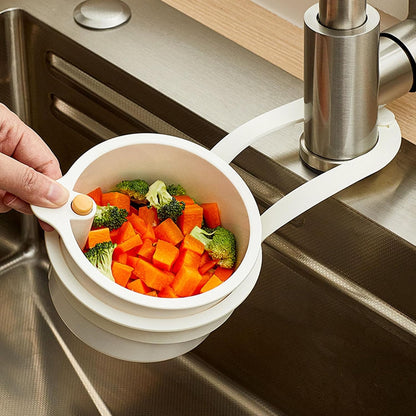 Kitchen Sink Strainer Basket, Self Cleaning Sink Food Waste Catcher, Faucet Hanging, Press Automatic Dumping Kitchen Draining Basket, Waste Rack Trash Catcher for Leftovers (Green+White+Yellow)