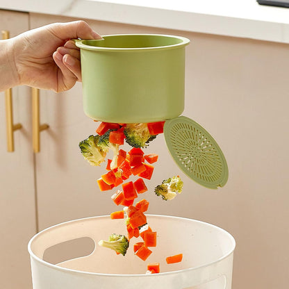 Kitchen Sink Strainer Basket, Self Cleaning Sink Food Waste Catcher, Faucet Hanging, Press Automatic Dumping Kitchen Draining Basket, Waste Rack Trash Catcher for Leftovers (Green+White+Yellow)