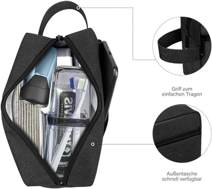 Waterproof Toiletry Bag for Men - Travel Shaving & Cosmetic Organizer with Handle, Portable Gym Shower Bathroom Essentials Bag, Durable Water-Resistant Toiletries Accessories (Black)