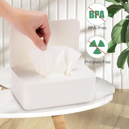 Baby Wipes Dispenser, Wipe Holder for Baby & Adult,Keeps Wet Tissue Fresh, Non-Slip Wipes Case, Flushable Wipe Container with Sealing Design Lid