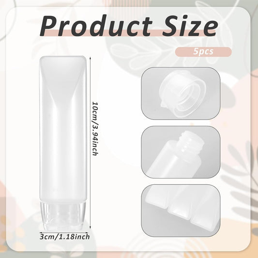 5-Pack 1oz Travel Bottles Leak Proof - Refillable Clear Toiletry Containers for Shampoo, Lotion & Cosmetics, Empty Squeeze Tubes with Twist Cap, TSA Approved Portable Dispensers