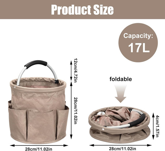 Cleaning Caddy,Cleaning Bag Organizer with Handle Tools Bag for Detailing Supplies, Bag Only, Gray Edge (Khaki)
