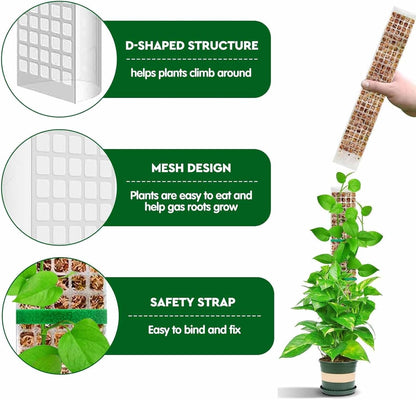 6 Pcs 24 Inch Plastic Moss Pole for Plants Monstera, Stackable for Indoor Work with Sphagnum Support Structure to Help Plants Grow Upwar