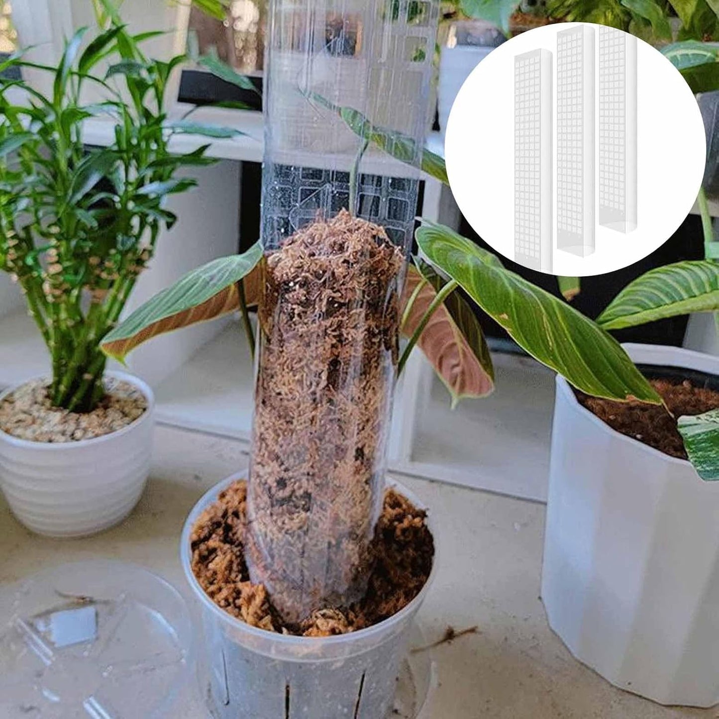 6 Pcs 24 Inch Plastic Moss Pole for Plants Monstera, Stackable for Indoor Work with Sphagnum Support Structure to Help Plants Grow Upwar