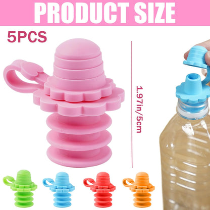 5 Pcs Silicone Bottle Spout Spill Proof Water Bottle Sippy Top Food-Grade Silicone Water Cap Portable Topper for Toddlers Kids and Adults Protects Kids Mouth...