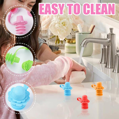 5 Pcs Silicone Bottle Spout Spill Proof Water Bottle Sippy Top Food-Grade Silicone Water Cap Portable Topper for Toddlers Kids and Adults Protects Kids Mouth...