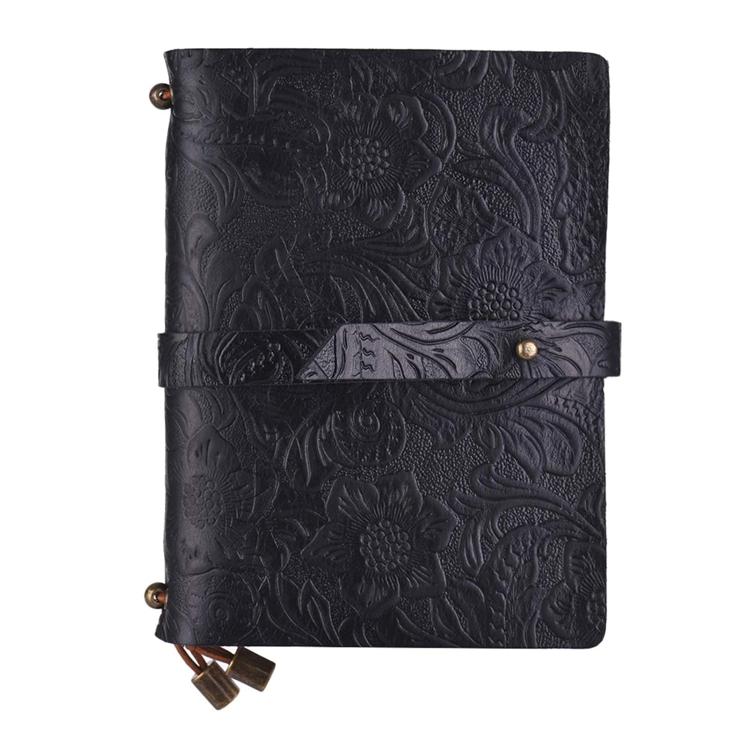 Leather Vintage Embossed Pattern Travel Journal Notebook Lined Blank Grid Paper Diary Refillable Notepad Gift for Men & Women Sketching Writing