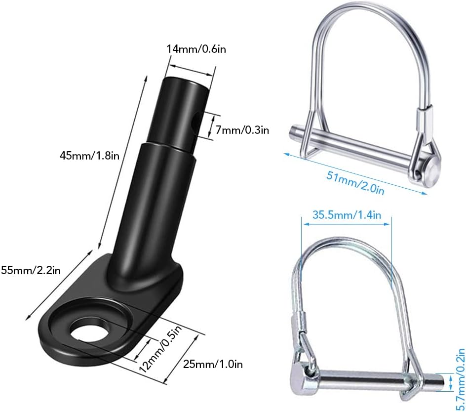 12mm Heavy Duty Steel Trailer Hitch Coupler with Safety Locking Pin for Kids and Pets, Fits QR and Solid Axles, Easy Installation, and Secure Bicycle Connector