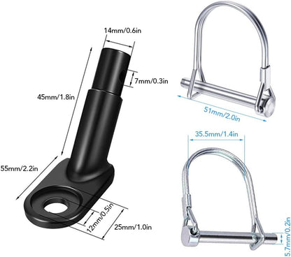 12mm Heavy Duty Steel Trailer Hitch Coupler with Safety Locking Pin for Kids and Pets, Fits QR and Solid Axles, Easy Installation, and Secure Bicycle Connector
