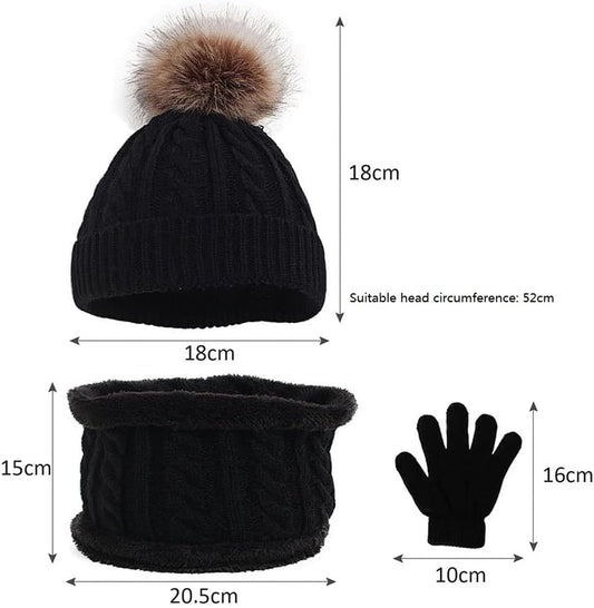 Soft Plush Winter Accessory with Hat, and Scarf in Multiple Colors