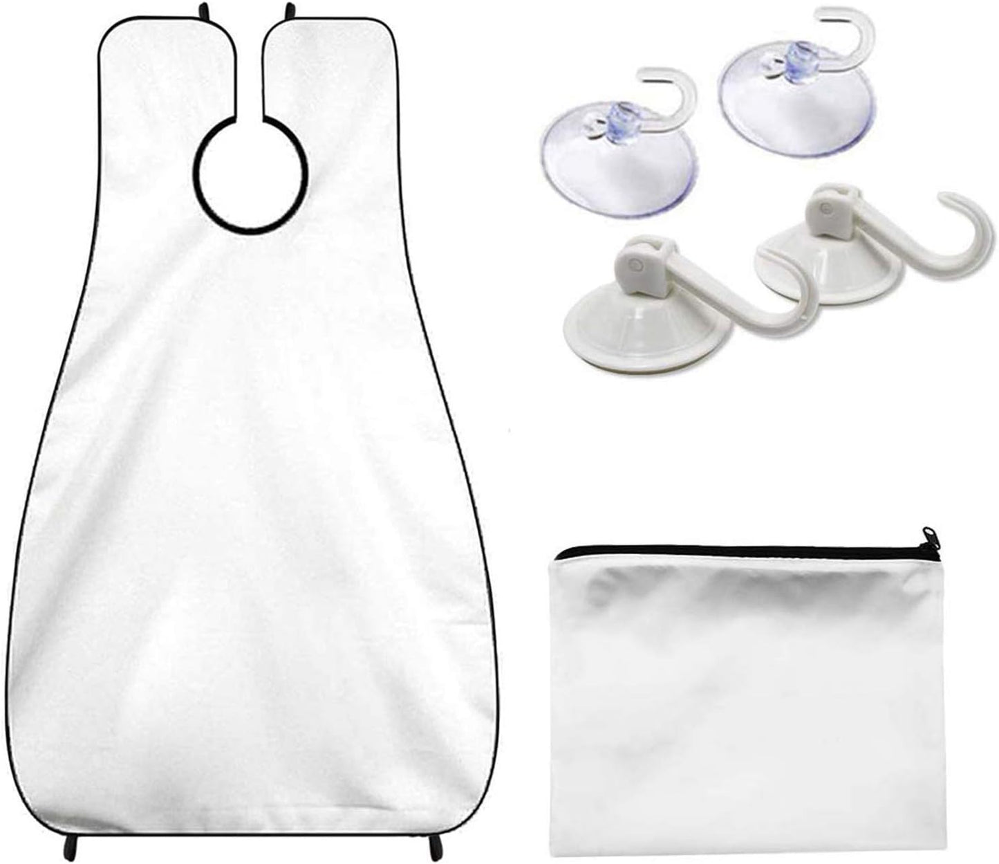 Polyester Fiber Beard Apron with Suction Cups and Storage Pouch, White or Black Option