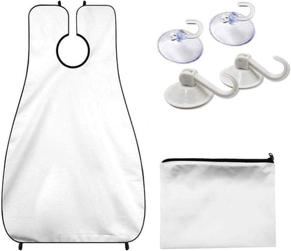 Polyester Fiber Beard Apron with Suction Cups and Storage Pouch, White or Black Option