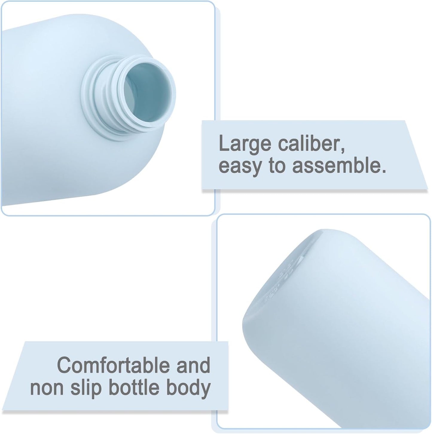 6 PCS Shampoo Travel Bottles, 200ml Refillable Travel Bottles Set for Toiletries,Empty Plastic Squeeze Bottles with Flip Cap for Conditioner, Lotions and Creams (Light Blue)