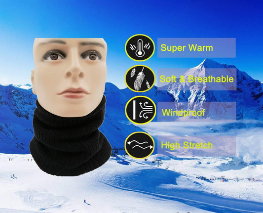 Neck Warmer Gaiter Tube Polar Fleece Ski Winter Face Cover Mask Cold Weather Face Scarf(2 Pack Black+Darkgrey)