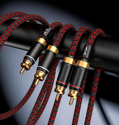 Auidophile 2RCA Male to 2RCA Male Stereo Audio Cable,Gold Plated | 4N Oxgen-Free Copper Core (6 Feet (2M))