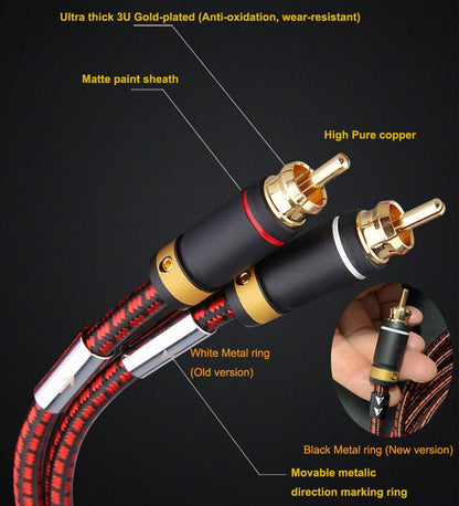 Auidophile 2RCA Male to 2RCA Male Stereo Audio Cable,Gold Plated | 4N Oxgen-Free Copper Core (6 Feet (2M))