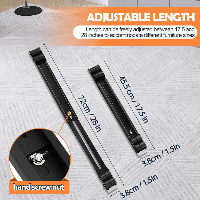 Heavy Duty Furniture Appliances Rollers, Extendable Appliance Rollers with Brake, Mobile Washing Machine Base for Refrigerators, Dishwashers, Washing Machines, 660 lbs Total Load Main Image