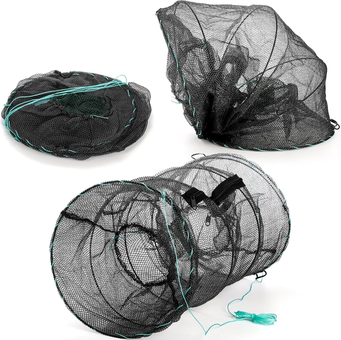 Set of 2 Fishing Bait Trap, Crab Trap Minnow Trap, Crawfish Trap, Collapsible Cast Net, Foldable Fishing Net Trap, Lobster Trap, Portable Folded Fishing Accessories