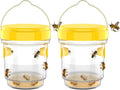 2pcs Wasp Trap, Yellow Hornet Bee Traps Catcher with Hanging Non-Toxic PP Plastic Jacket Traps for Outdoors/Garden - Yellow