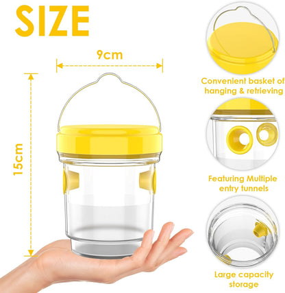 2pcs Wasp Trap, Yellow Hornet Bee Traps Catcher with Hanging Non-Toxic PP Plastic Jacket Traps for Outdoors/Garden - Yellow