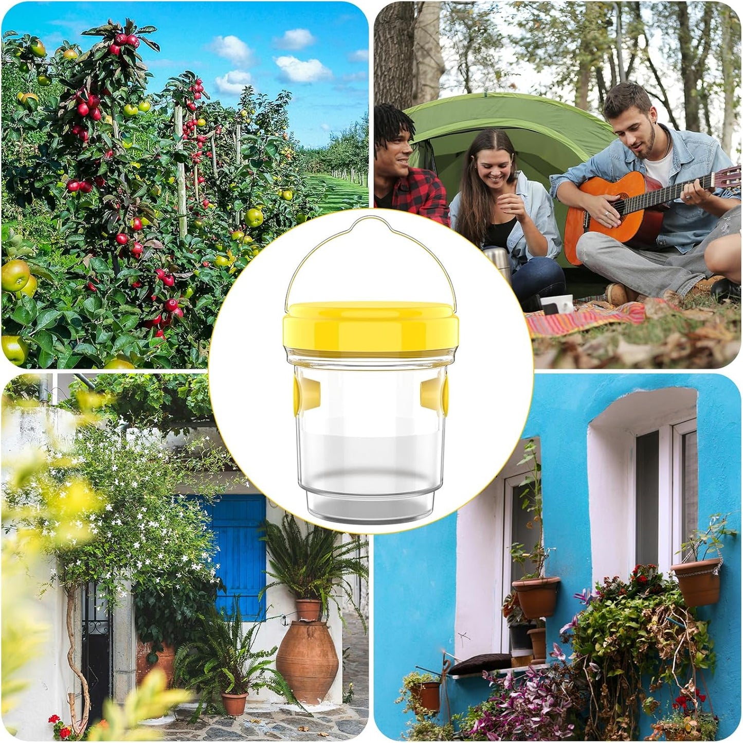 2pcs Wasp Trap, Yellow Hornet Bee Traps Catcher with Hanging Non-Toxic PP Plastic Jacket Traps for Outdoors/Garden - Yellow