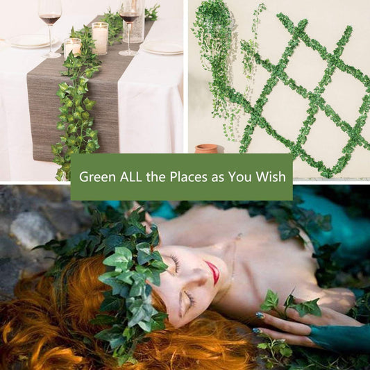 48 Pack Fake Vines for Room Decor Artificial Ivy Garland with Clip Green Flowers Hanging Plants Faux Greenery Leaves Bedroom Aesthetic Decor for Home Garden Wall Wedding