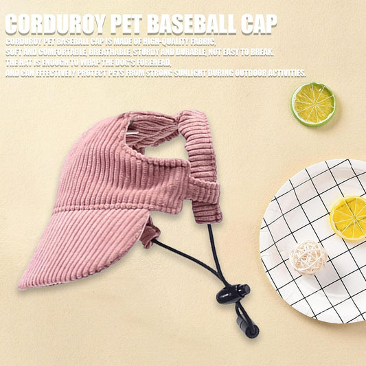 Dog Baseball Cap, Dog Cat Summer Beach Visor Hat with Ear Holes, Adjustable Puppy Sunbonnet Headdress (Pink, Large)
