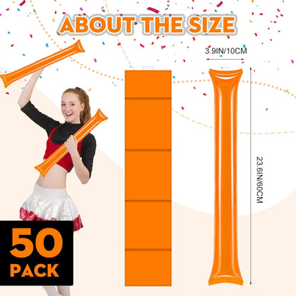 50 PCS Thunder Sticks Thicken Plastic Cheersticks Inflatable Thunder Sticks Sporting Events Team Spirit Cheersticks Sporting Cheers Basketball Football Dance Party