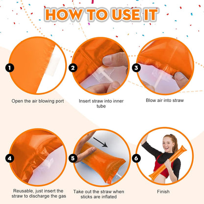 50 PCS Thunder Sticks Thicken Plastic Cheersticks Inflatable Thunder Sticks Sporting Events Team Spirit Cheersticks Sporting Cheers Basketball Football Dance Party
