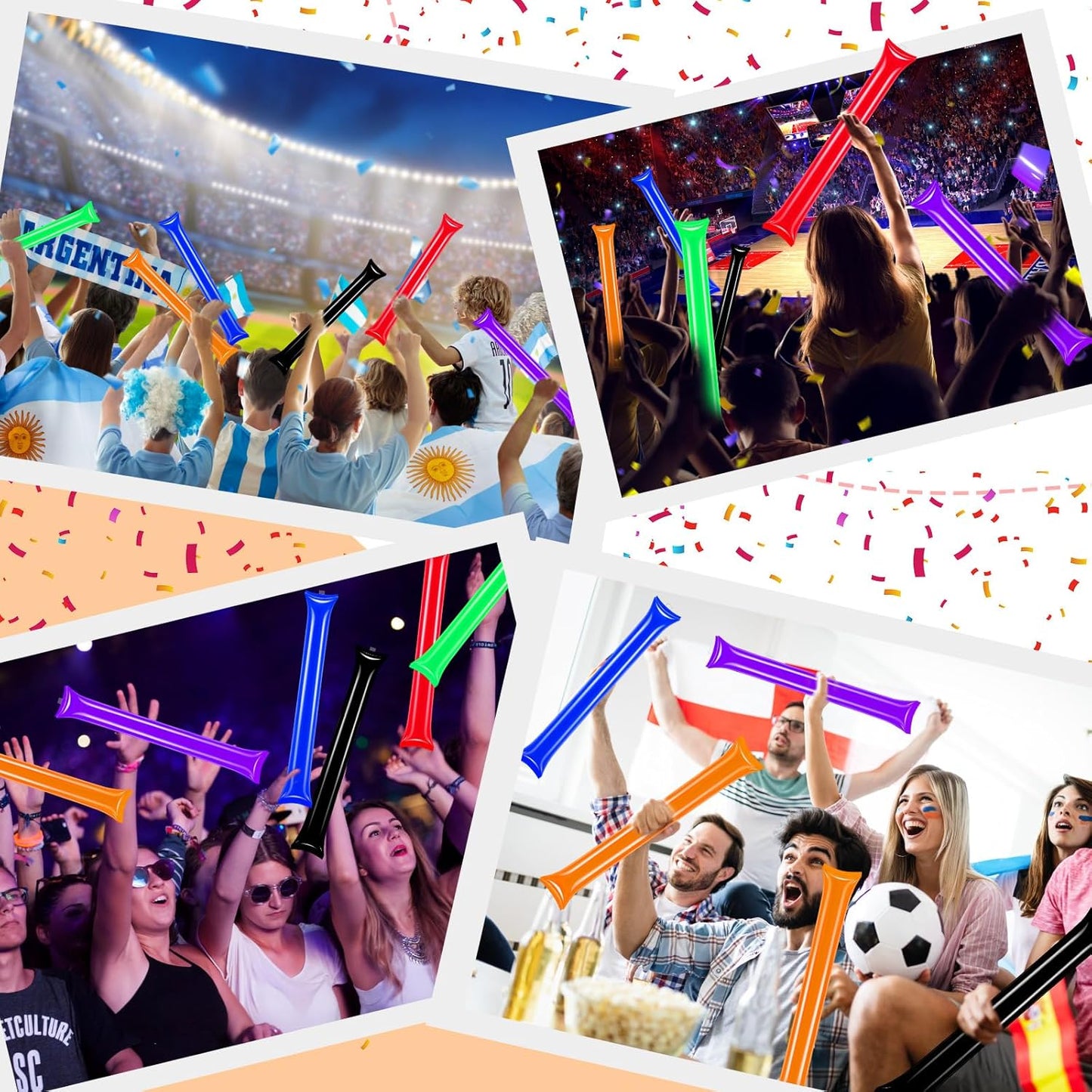 50 PCS Thunder Sticks Thicken Plastic Cheersticks Inflatable Thunder Sticks Sporting Events Team Spirit Cheersticks Sporting Cheers Basketball Football Dance Party